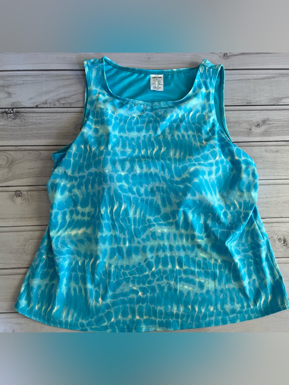 Women’s Lands’ End blue white tank top padded bra swim suit tankini. Size 20W - Picture 9 of 15